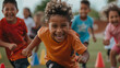 © JKLoma - Joyful Kids Race: A group of happy, diverse children race towards the camera, their laughter infectious and their energy undeniable. This vibrant image captures the pure joy and spirit of childhood.