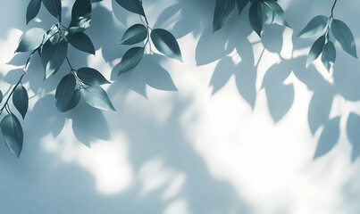 Aufkleber - ethereal dance of light and shadow, a serene composition of foliage reflections on a minimalist pale