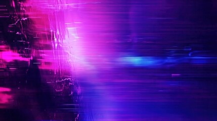 Poster - Abstract pink, blue and purple background with interlaced digital Distorted Motion glitch effect. Futuristic cyberpunk design. Retro futurism, webpunk, rave 80s 90s aesthetic techno neon colors 