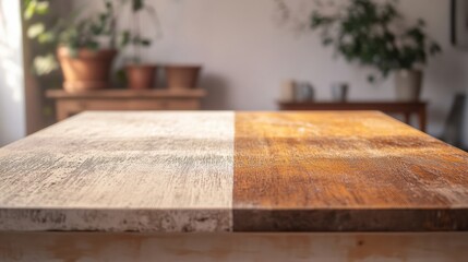 Poster - Comparison of dusty and clean furniture surfaces showcasing difference in cleanliness and shine. Generative AI