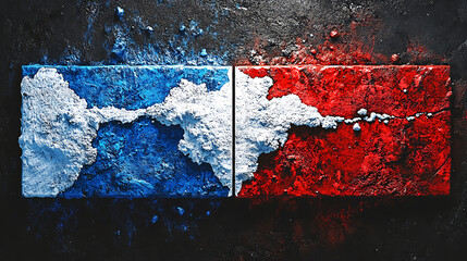 Poster - Artistic action of color splitting contemporary studio visual art textured background frontal view creative expression