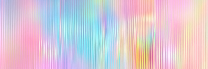 Poster -  iridescent rainbow corrugated ribbed glass background texture. Soft pastel holographic frosted window refraction pattern. Modern blurry pearlescent unicorn foil abstract 