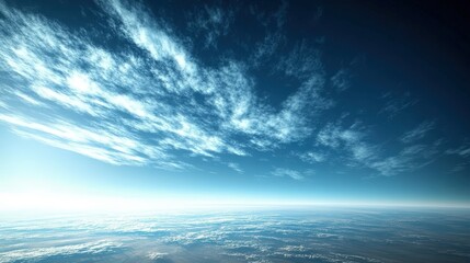 Poster - Subtle Stratus Clouds Fading into the Distant Horizon at Sunrise Over an Expansive Sky with a Calm Atmosphere