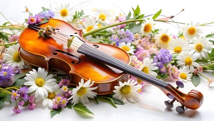 Wall Mural - Violin and Wildflowers