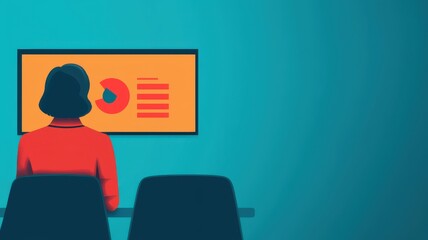 Poster - Data analysis presentation office digital illustration professional environment rear view business insights