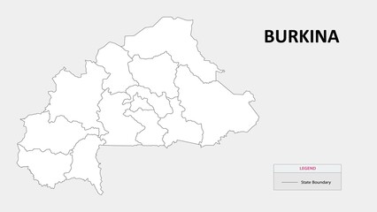  Burkina Faso Map. State map of Burkina Faso. Administrative map of Burkina Faso with states names in outline.
