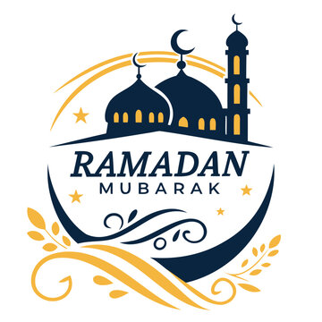 Creative Ramadan Mubarak Logo Design with Islamic Calligraphy & Mosque