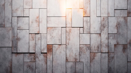 Modern geometric wall design with textured panels and warm lighting