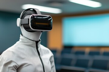 Poster - Virtual reality experience demonstration tech conference interactive technology indoor environment engaging perspective