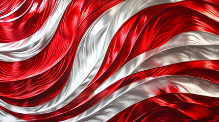 Poster - Red and white flag painted on a wall with vibrant colors and artistic design in an urban setting