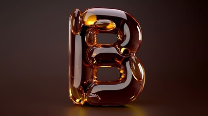 Wall Mural - Transparent Amber Letter B Illuminated Over Brown Background