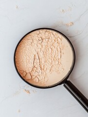 Fototapete - Close up view of dry and flaky skin displayed through a magnifying glass for skin analysis. Generative AI
