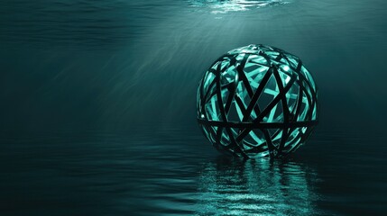 Poster - Abstract Design of a Geometric Sphere Under Water in Dark Tones