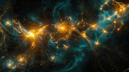 Poster - Abstract Cosmic Web of Bright Energy and Ethereal Light Patterns
