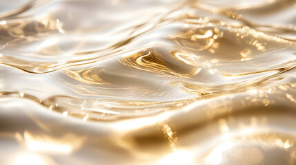 Poster - Close up of water with light reflections and tulip petals floating on the surface
