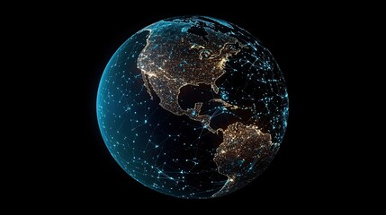 Poster - Stunning Globe Visualization of Earth with Network Connections at Night