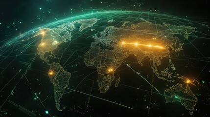 Poster - Futuristic Digital Rendering of Global Connectivity and Networking