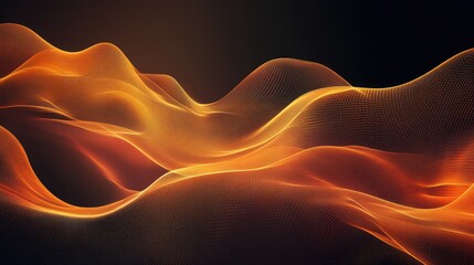 Poster - Flowing Waves of Light in Warm Orange and Gold Tones Spectacle