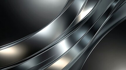 Poster - Smooth Metallic Curves on Dark Background for Modern Design Elements