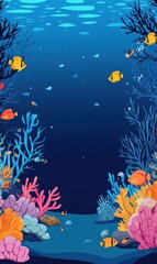 Poster - Vibrant coral reef teeming with tropical fish in a colorful underwater environment. Generative AI
