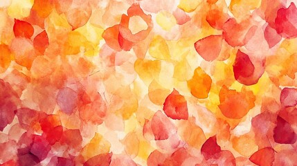 Wall Mural - Serene watercolor scene of fall leaves in various shades of red, orange, and yellow