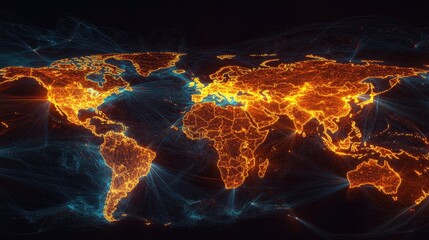 Poster - Vibrant Connected Global Network Visualization with Bright Lights