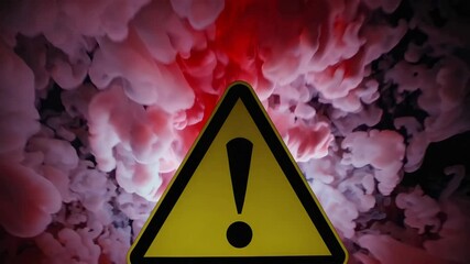 Aufkleber - warning sign with exclamation mark against smoke background, caution and safety concept