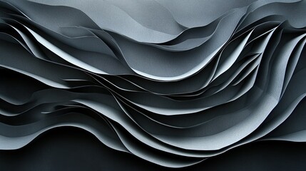 Poster - Abstract Layers of Gray Paper with Soft Curves and Shadows