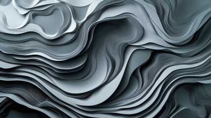 Poster - Abstract Paper Waves in Grey Tones for Modern Design Aesthetics