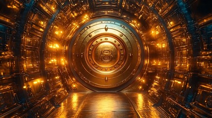 golden vault door rich with discount engravings key unlocking a financial glow
