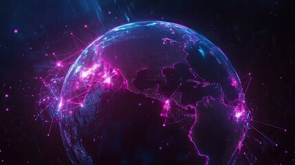 Poster - Vibrant Abstract Representation of Global Connectivity and Technology