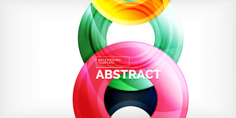 Poster - Bright colorful circles with light effects. Abstract background