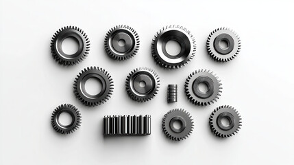 Leinwandbilder - Professional grade 3D depiction of shiny silver gears arranged artistically, showcasing intricate designs and textures. Ideal for engineering and mechanical themes