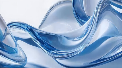 Poster - Blue liquid flowing on white background with organic shapes and textures in a minimalist style