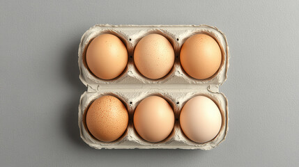 Poster - Fresh light brown eggs in carton, showcasing their natural textures and colors. Perfect for cooking or baking, these eggs add wholesome touch to any meal