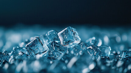 Aufkleber - Ice cubes stacked neatly, showcasing their clear surface and bubbles, create refreshing and cool atmosphere. Perfect for drinks or summer vibes
