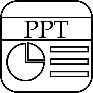 File icon. Format of document on computer outline symbol. PPT file sign. Audio extension graphic multimedia application software folder. Presentation audio design isolated on transparent background.