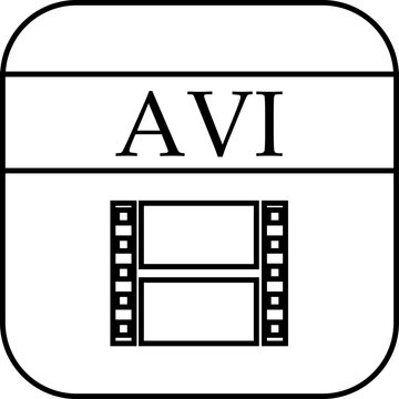 File icon. Format of document on computer outline symbol. AVI file sign. Audio extension graphic multimedia application software folder. Presentation audio design isolated on transparent background.