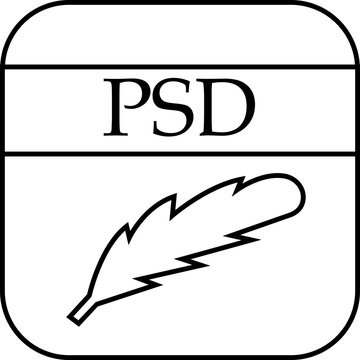 File icon. Format of document on computer outline symbol. PSD file sign. Audio extension graphic multimedia application software folder. Presentation audio design isolated on transparent background.
