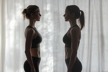 Poster - Silhouette highlighting fitness transformation journey before and after dedicated workouts. Generative AI