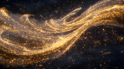 Poster - Large golden swirl of light resembling a celestial storm with abstract patterns and textures