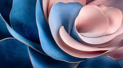 Poster - Close up of a vibrant flower against a blue background showcasing intricate details and color contrasts