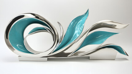 Poster - Sculpture of a wave and tulip in a celestial swirl design with glowing elements and intricate details