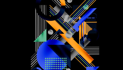 Aufkleber - Circles, triangles, squares, rings and lines with shadow effect