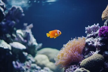 Aufkleber - Vibrant coral reef teeming with tropical fish in a serene underwater environment. Generative AI