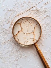 Fototapete - Magnifying glass revealing dry and flaky skin patterns with a focus on texture details and surface irregularities. Generative AI