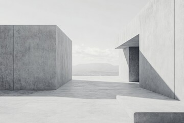 Aufkleber - Exploring a minimalist concrete texture environment with natural light in a serene outdoor space. Generative AI