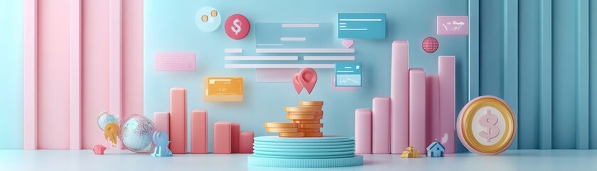 Poster - A colorful illustration featuring stacked pancakes, graphs, and digital icons, symbolizing data analysis and modern technology.