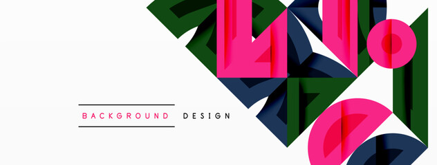 Poster - Abstract geometric background shapes forming a modern, symmetrical pattern. Bold contrast, smooth gradients, dynamic composition, futuristic style