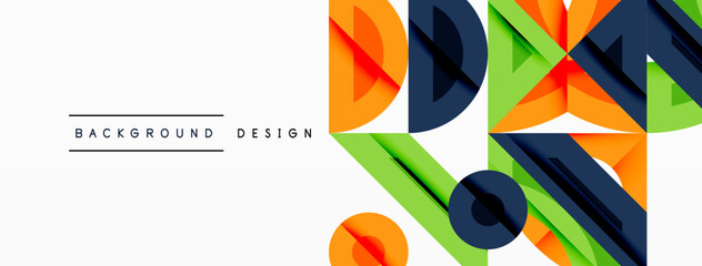 Aufkleber - Abstract geometric background with shapes, featuring circular and rounded elements. Bold contrast, smooth gradients, dynamic composition, futuristic style